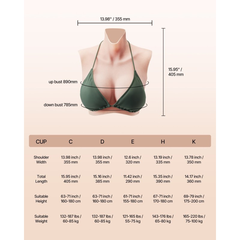 Silikonirintapanssari 100-prosenttinen silikoni C-kuppi vaalea ihonsävy esiintymisiin