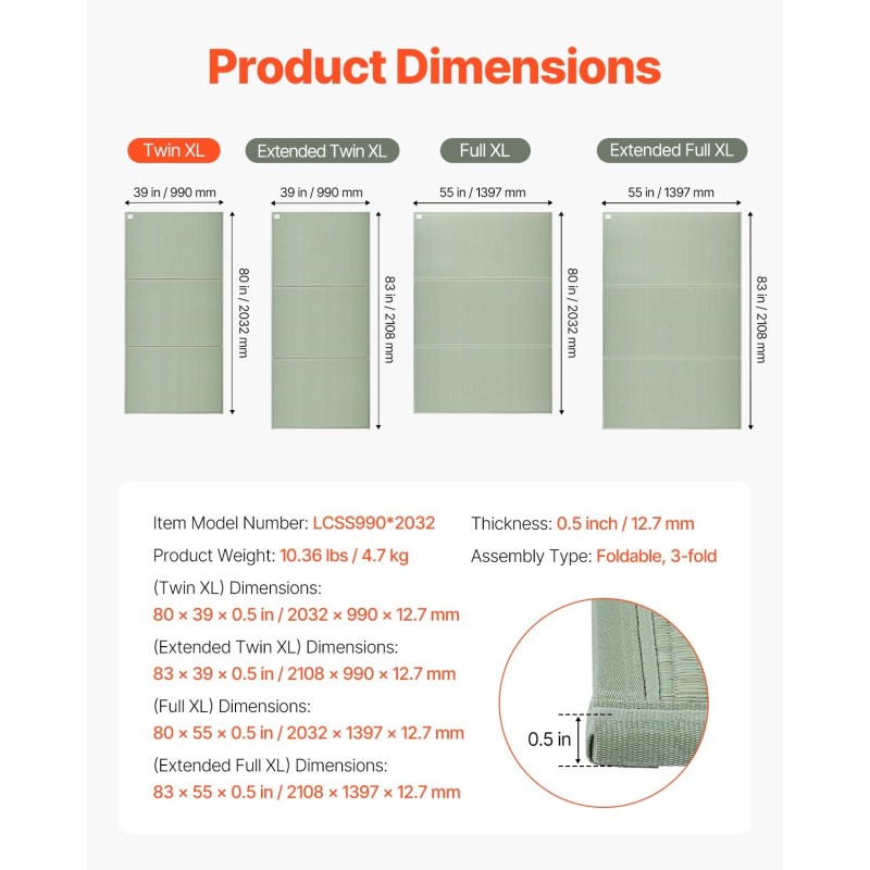 Tatamipatja luonnollisesta ruisheinästä kolmiosainen liukumaton pohja 2032×990×13 mm