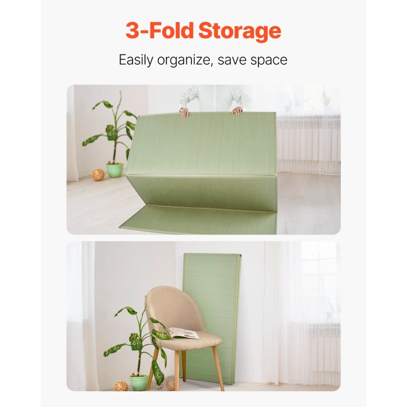 Tatamimatto luonnollisesta ruohokasvista 2032x1397 mm kolmiosainen taitto liukumaton tausta