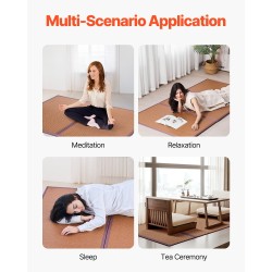 Tatamimatto luonnollisesta rottingista koko 203 x 99 cm kolmiosainen taitto liukuestopohjalla