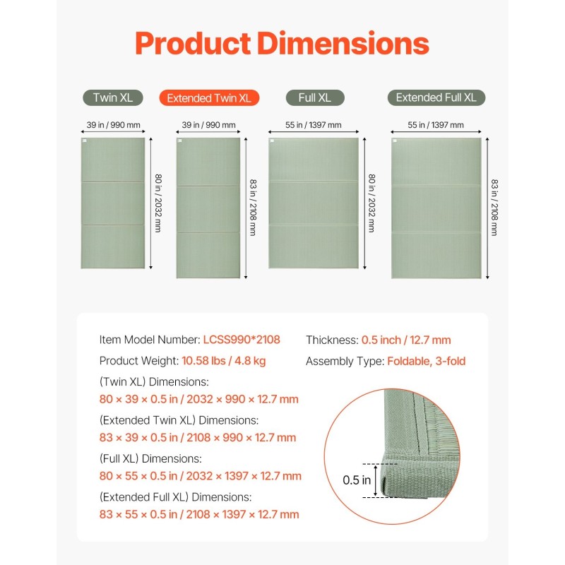 Tatamipatja luonnollisesta meriheinästä 3-osainen 2108×990×13 mm liukumaton pohja