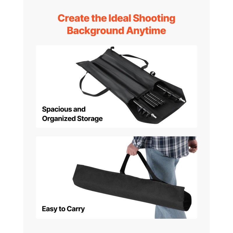 Säädettävä taustateline hiiliteräs 85–298 cm 10x10 jalkaa musta