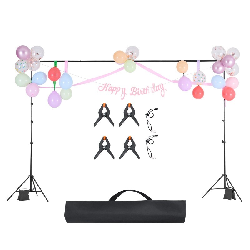 Säädettävä taustateline hiiliteräs 85–298 cm 10x10 jalkaa musta