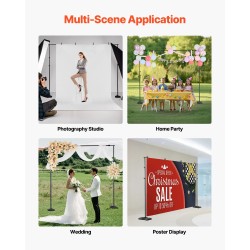 Säädettävä taustateline hiiliteräs musta 145–260 cm korkeus 139–306 cm leveys