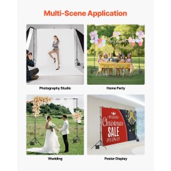 Taustateline hiiliteräs musta korkeus 72–260 cm leveys 139–306 cm kaksi kolmijalkaa