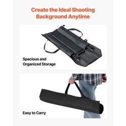 Säädettävä taustateline hiiliteräs 72–198 cm 198×300 cm 5 poikkitankoa