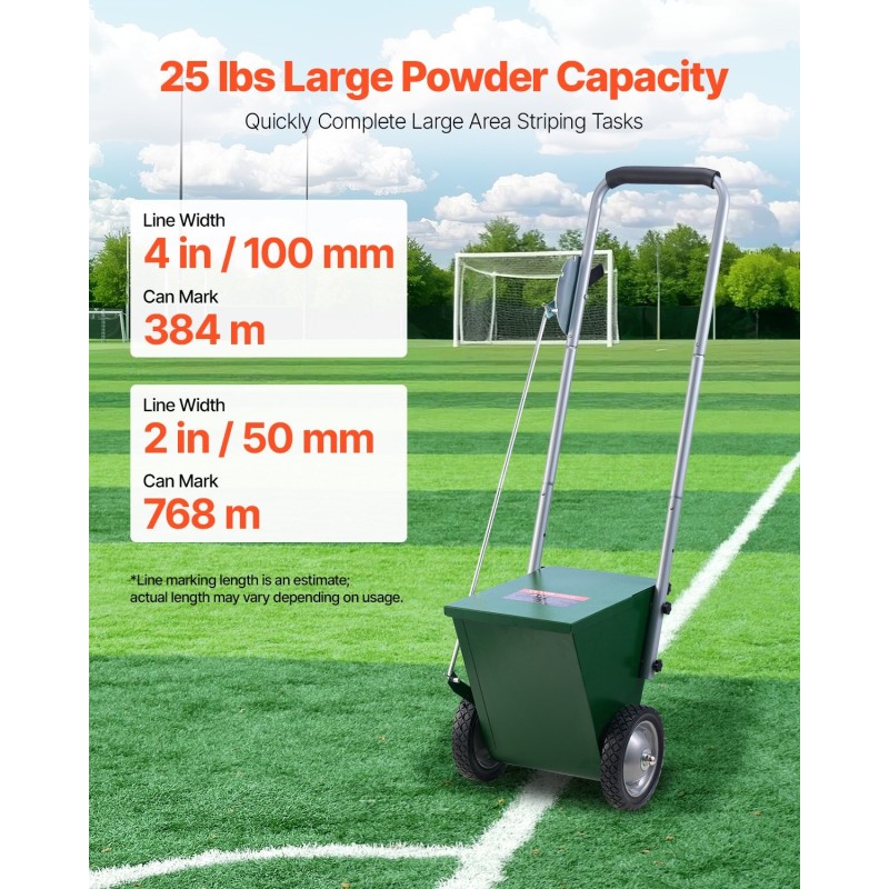 Kuivajauheviivamerkitsin hiilirakenneteräsrunkoinen urheilukentille 11,3 kg säiliöllä 50 ja 100 mm