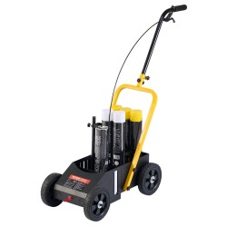 Linjamaalauskone työnnettävä 4 pyöräinen hiilirakenneteräksinen runko säädettävä viivanleveys 56 102 mm säilytyskori 5 6