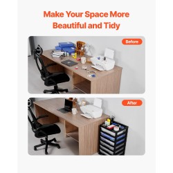 Rullaava PP säilytyskärry 6 läpinäkyvää laatikkoa 4 lukittavaa pyörää