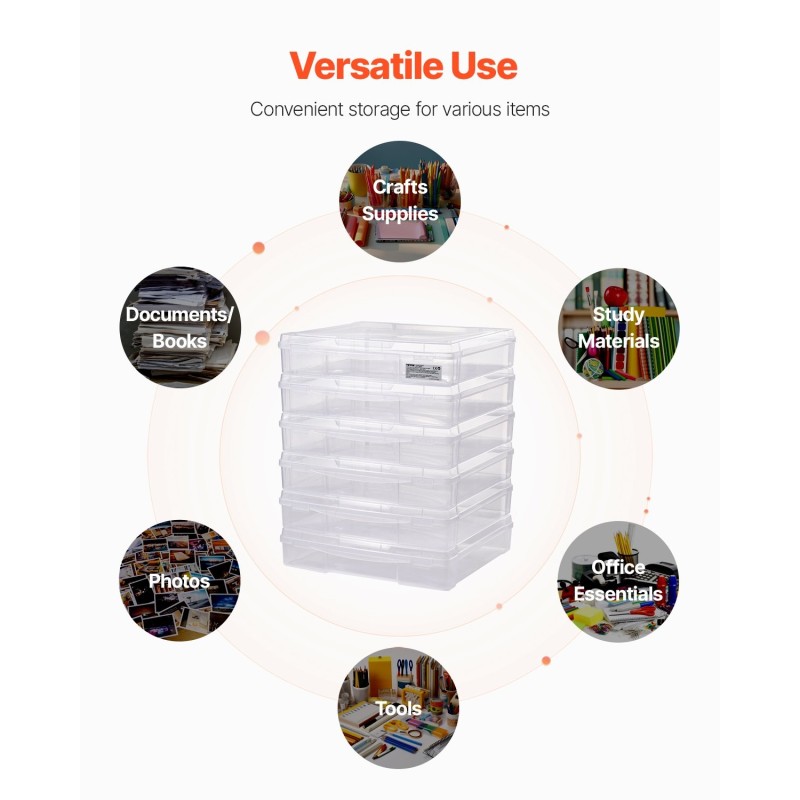 Pinottavat PP-muovilaatikot 6 kappaleen sarja 360 x 360 x 76 mm askarteluun