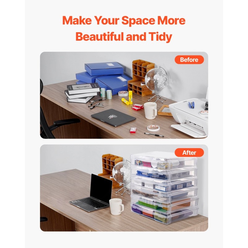 Pinottavat PP-muovilaatikot 6 kappaleen sarja 360 x 360 x 76 mm askarteluun