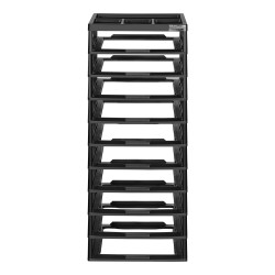 Muovinen säilytysvaunu kymmenen tason polypropeeninen runko musta toimistokäyttöön