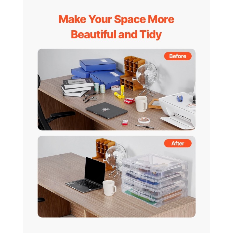 Pinottavat PP-muoviset säilytyslaatikot 4 kpl läpinäkyvät valkoiset 360x360x76 mm