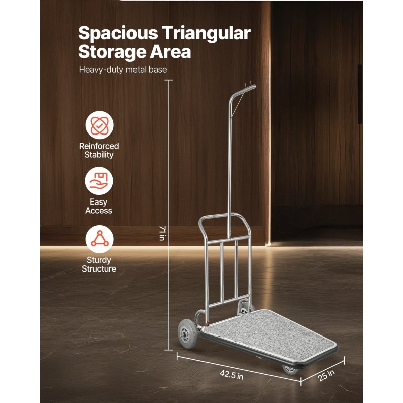 Matkatavaravaunu ruostumattomasta teräksestä 272 kg kantavuus pinoamismallinen kolmipyöräinen