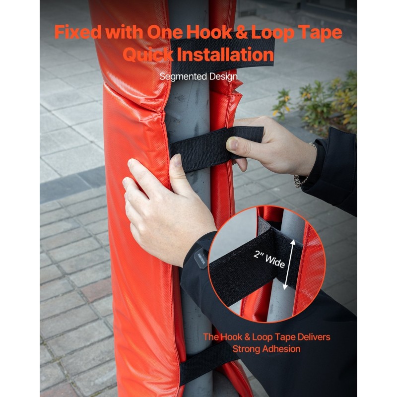 Koripallotelineen pylvässuoja PVC-verkkomuovi korkeatiheyksinen vaahto 1800 mm korkea punainen