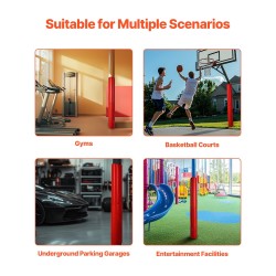 Koripallotelineen pylvässuoja PVC-verkkomuovi korkeatiheyksinen vaahto 1800 mm korkea punainen