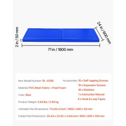 Seinäpehmuste seinään kiinnitettävä PVC-verkkokangas pehelumi-ydin 1800x600x50 mm sininen