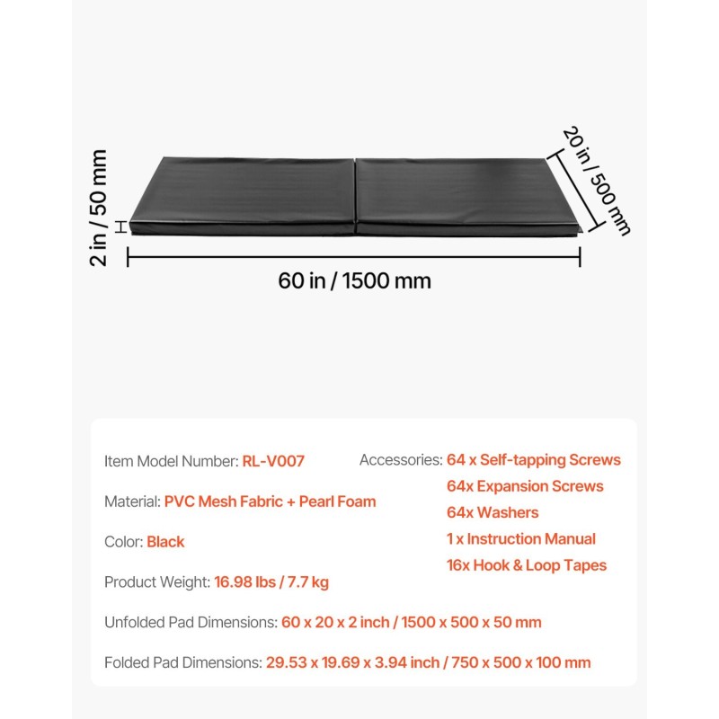 Seinäpehmuste PVC-verkkokankaasta korkeatiheyksinen helmi-vaahto 1500 x 500 x 50 mm musta