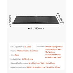 Seinäpehmuste PVC-verkkokangas helmi-vaahto 1500 x 500 x 50 mm musta urheilutiloihin