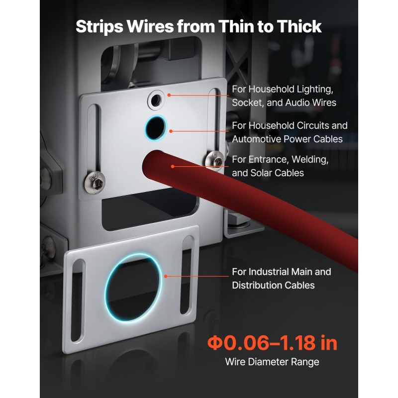 Johdonkuorintakone teräsrunko 1,5–30 mm käsikampi tai porakäyttö romukuparin kierrätys