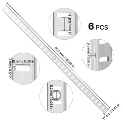 Säädettävät teräksiset hyllykiskot 923 mm 6 kpl jauhemaalattu kirkas hopea