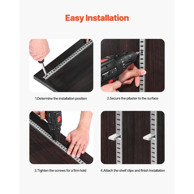 Hyllykiskosarja SPCC-teräs 20 kpl 1846 mm säädettävä kaappeihin ja seinähyllyihin