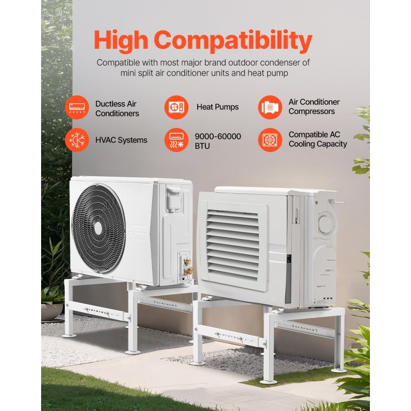 Maajalusta sinkitty teräs 710–1200 mm ulkoyksikölle 350 kg