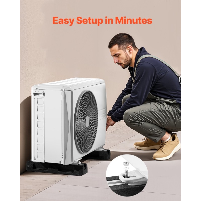 Lattia-asennettava pohjalevy minisplit- ja ilmalämpöpumpuille kumi-alumiini 1000 kg