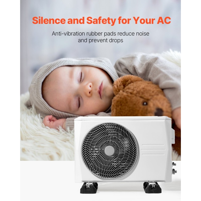 Lattia-asennettava pohjalevy minisplit- ja ilmalämpöpumpuille kumi-alumiini 1000 kg