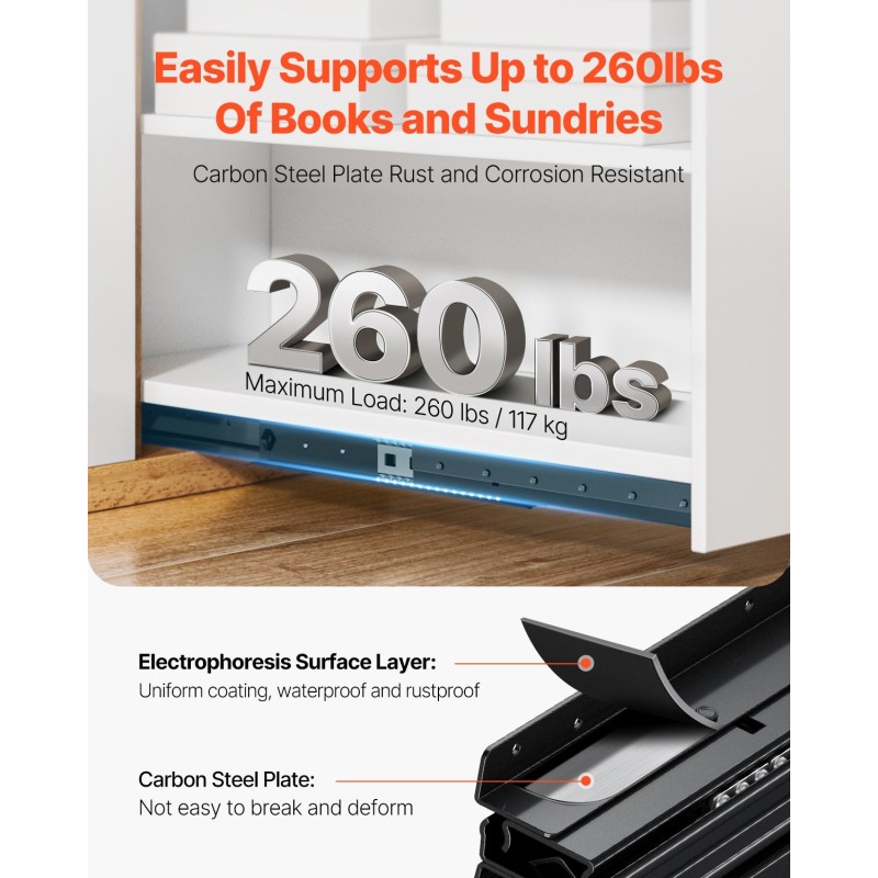 Laatikonkiskot hiiliteräksiset 800 mm alapohja-asennus täysi ulosveto 1 pari