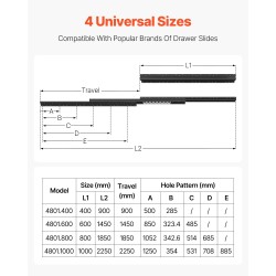 Alakaapin neljäkymmenen tuuman hiiliteräksiset laatikkokiskot yksi pari musta