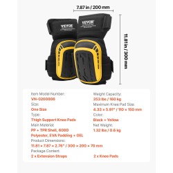 Polvisuojat pidennetty malli muovikuori vaahto geelipehmuste kaksi jatkohihnaa lattiatöihin