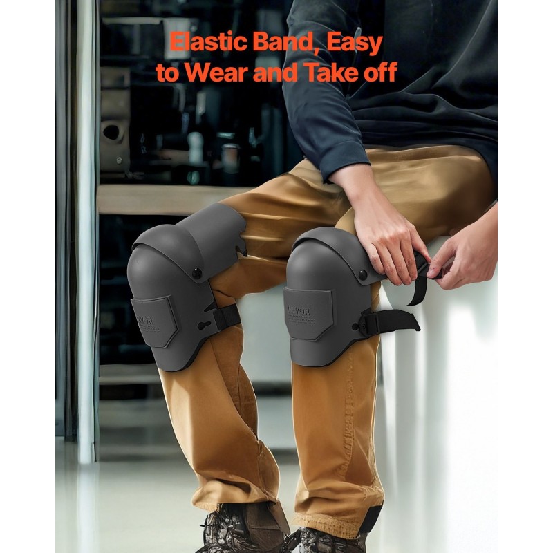 Työpolvisuojat muovikuori EVA-vaahto musta yksi koko 160 kg kantavuudella lattiatöihin