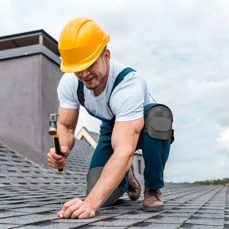 Työpolvisuojat muovikuori EVA-vaahto musta yksi koko 160 kg kantavuudella lattiatöihin