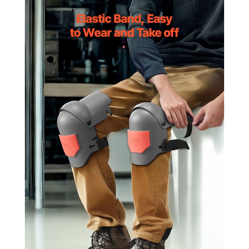 Työpolvisuojat muovikuori EVA-pehmuste täyssaranamalli 160 kg kantavuus harmaa ja oranssi yksi koko