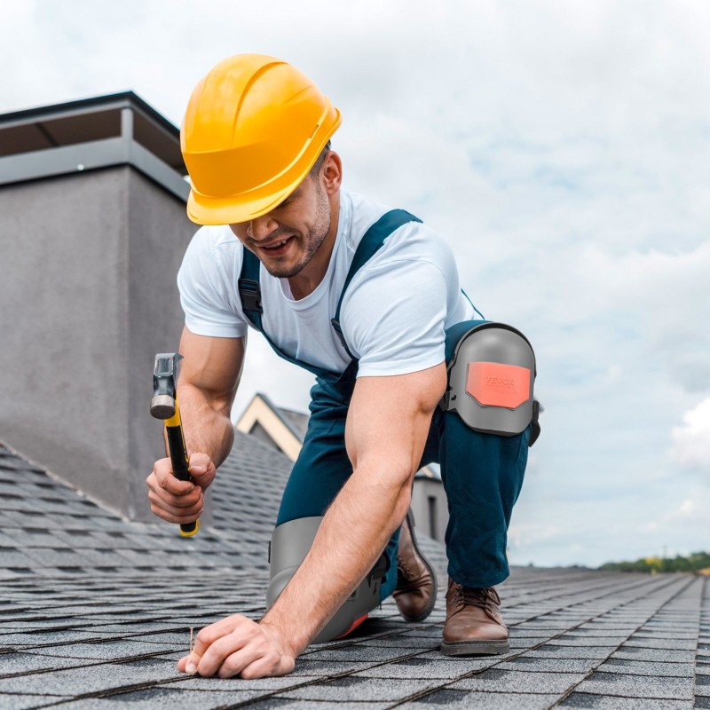 Työpolvisuojat muovikuori EVA-pehmuste täyssaranamalli 160 kg kantavuus harmaa ja oranssi yksi koko