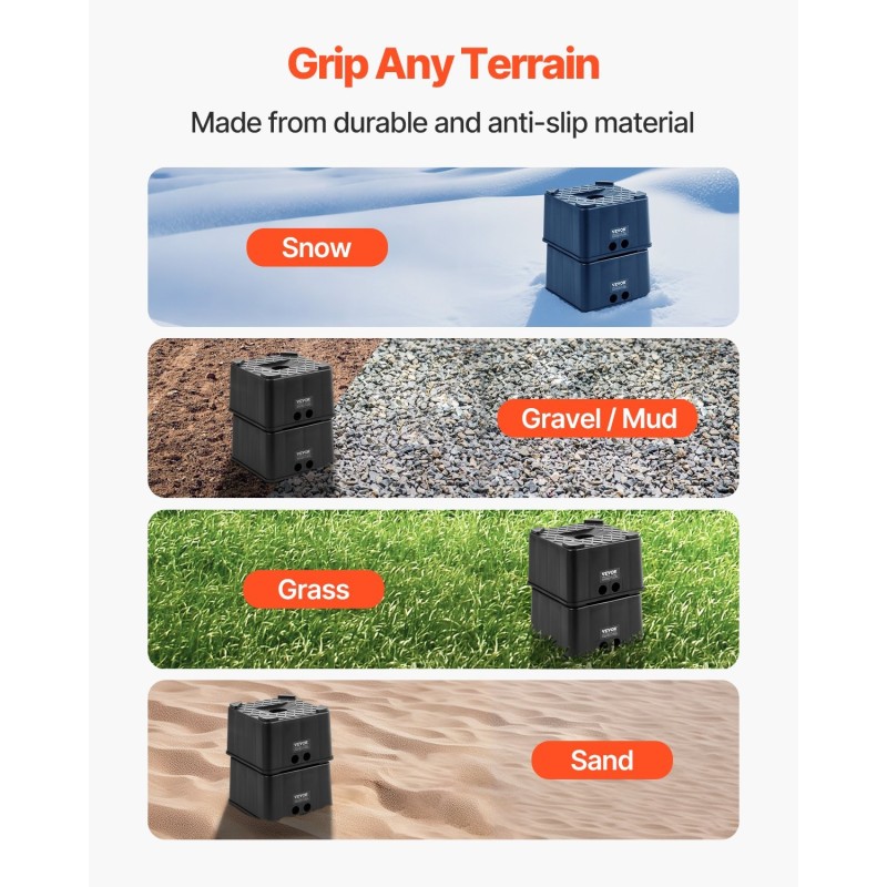 Tunkkiblokit PP-muovi 2 kpl 152,4 mm tukikorkeus 2,7 tonnia matkailuvaunuille ja matkailuautoille