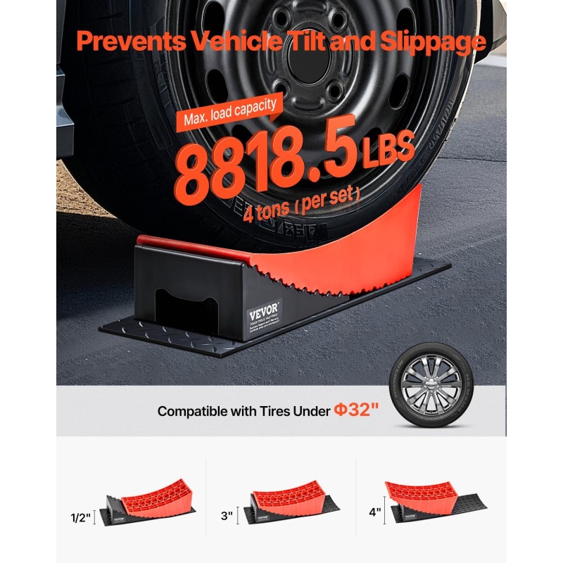 Kaarevat matkailuauton tasaimet 2 kpl PP-muovia säädettävä korkeus 12,7–101,6 mm luistamaton kumimatto