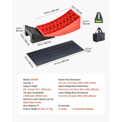 Kaarevat matkailuauton tasaimet 2 kpl PP-muovia säädettävä korkeus 12,7–101,6 mm luistamaton kumimatto