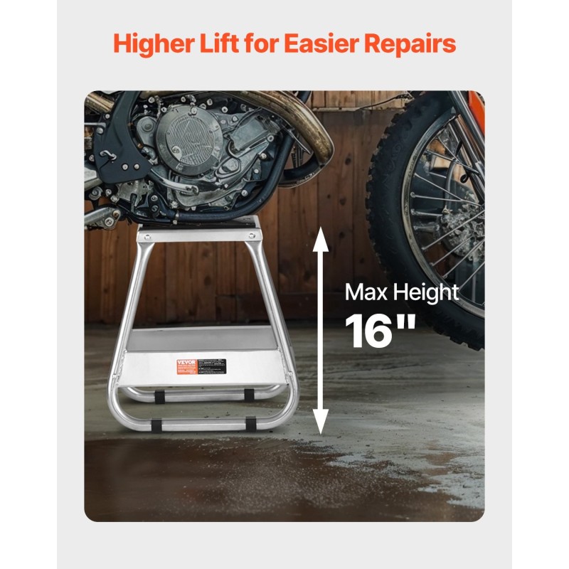 Moottoripyörän huoltoteline teräsrunko kumipehmusteilla kantavuus 1100 paunaa yleismallinen eri pyörämalleille