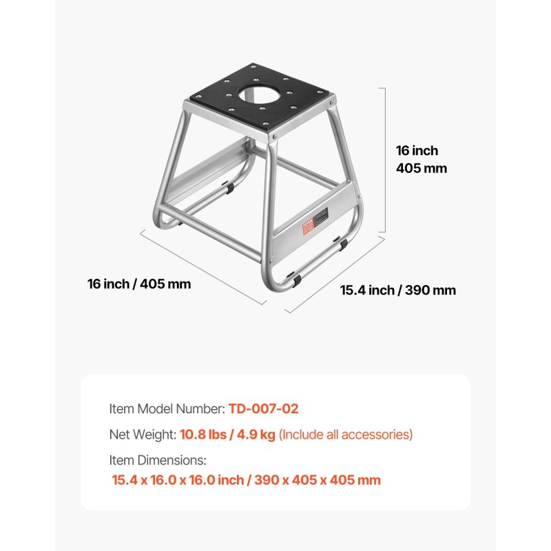 Moottoripyörän huoltoteline teräsrunko kumipehmusteilla kantavuus 1100 paunaa yleismallinen eri pyörämalleille