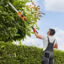 Akkukäyttöinen pensasleikkuri 20V 2Ah akulla teleskooppivarrella 1990–2480 mm 510 mm kaksipuoleisella terällä