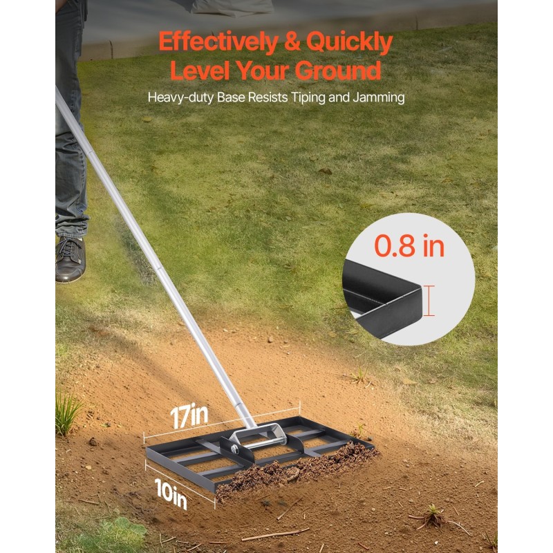 Nurmikon tasoitusrulla hiiliteräs 254x430 mm pohjalevy 5-osainen 198 cm varsi