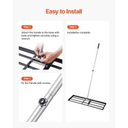 Nurmikon tasoitusharja hiiliteräs pitkä varsi 2130 mm pohjalevy 254x914 mm