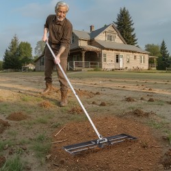 Nurmikon tasoitusharja hiiliteräs pitkä varsi 2130 mm pohjalevy 254x914 mm