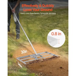 Maan- ja nurmikon tasoitustyökalu hiiliteräs jauhemaalattu pohjalevy 355 x 762 mm