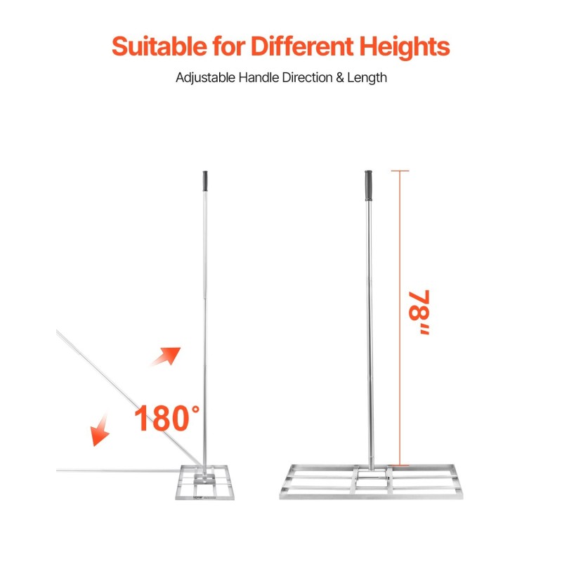 Maan- ja nurmikon tasoitustyökalu hiiliteräs jauhemaalattu pohjalevy 355 x 762 mm