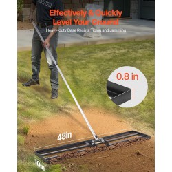 Nurmikon tasoitusharja hiiliteräs pohjalevy 1219 mm pitkä 2130 mm kahva