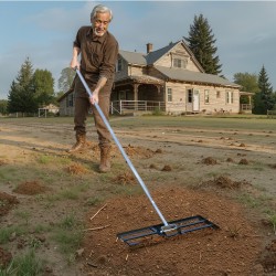 Nurmikon tasoitusharava hiiliteräs 254x762 mm pohjalevy 2130 mm varsi kolmiportaisella säädöllä