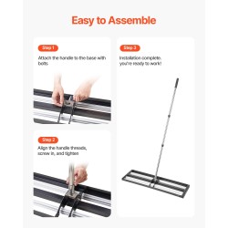 Nurmikon tasoitusharja ruostumatonta terästä 254 x 914 mm säädettävä varsi